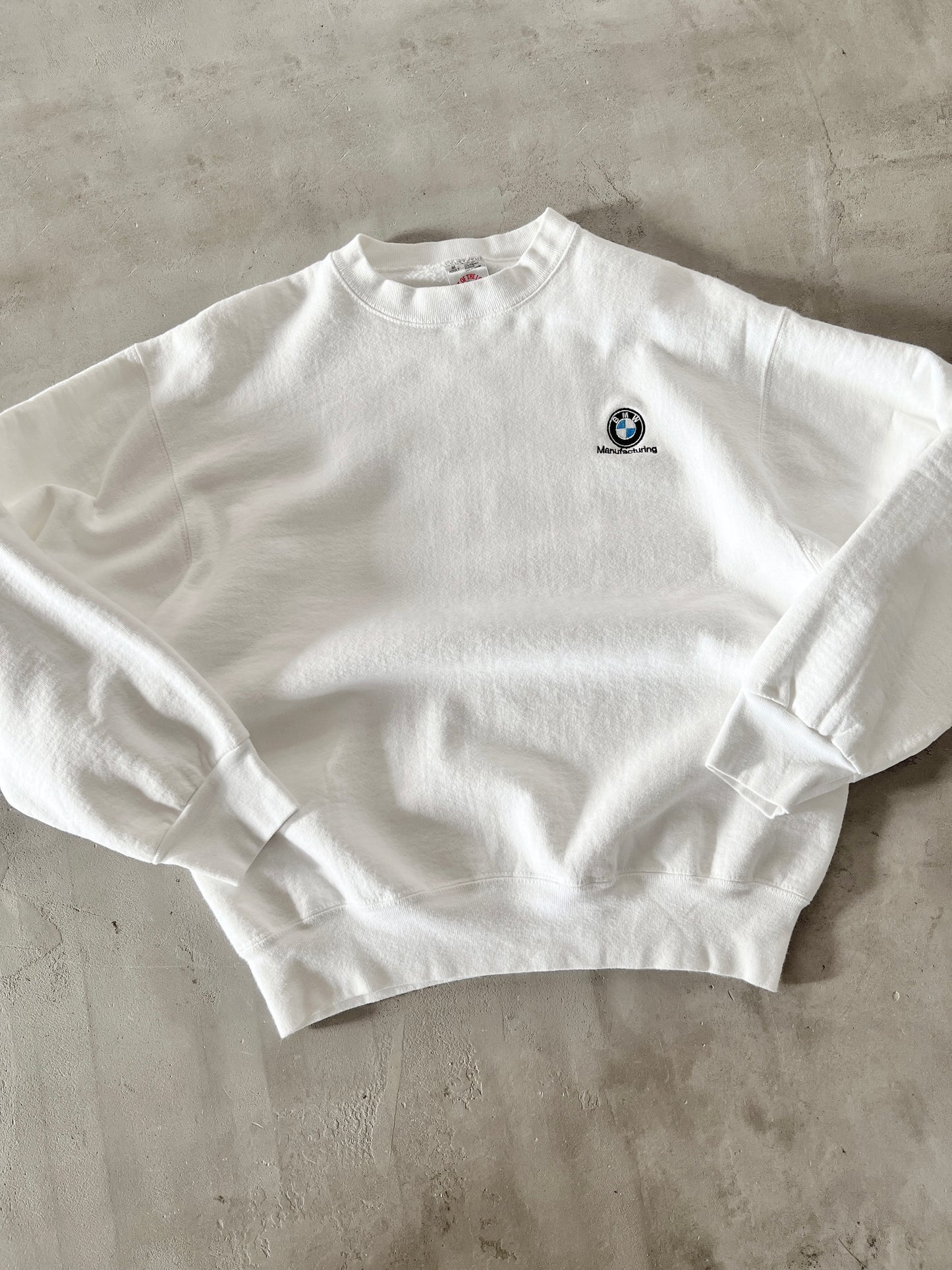 WHITE BMW STAFF SWEATER - 1990S - S