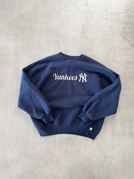NAVY YANKEES RUSSELL SWEATER - 1990S - L