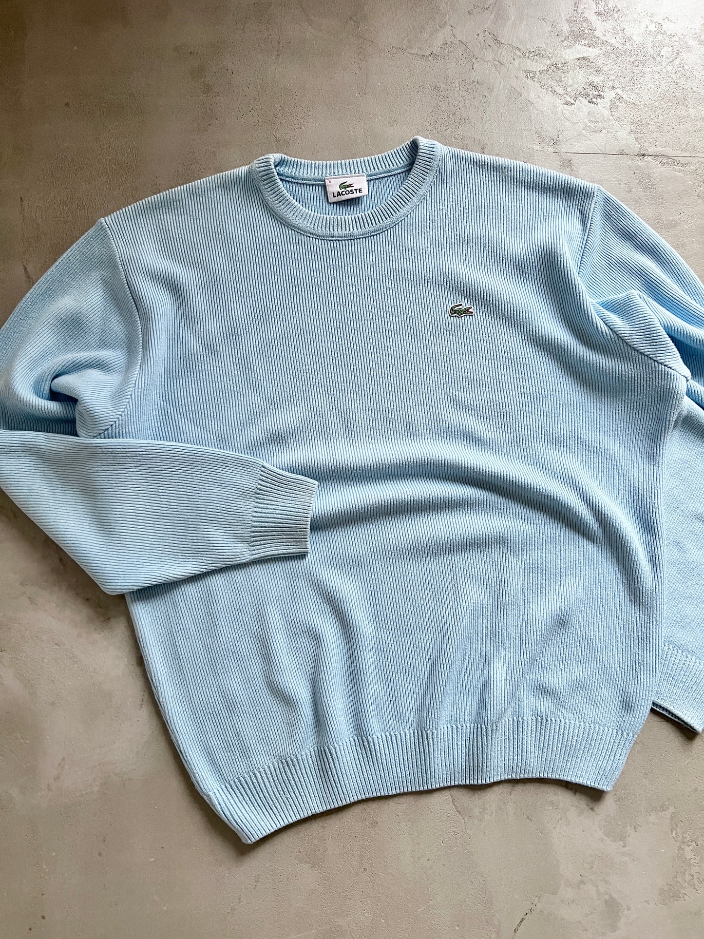 BABY BLUE LACOSTE KNIT SWEATER - 2000S - M