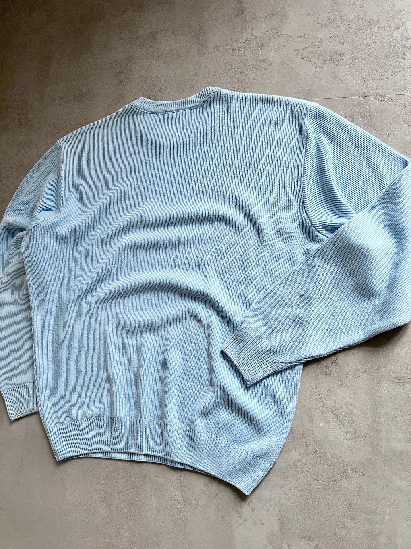 BABY BLUE LACOSTE KNIT SWEATER - 2000S - M