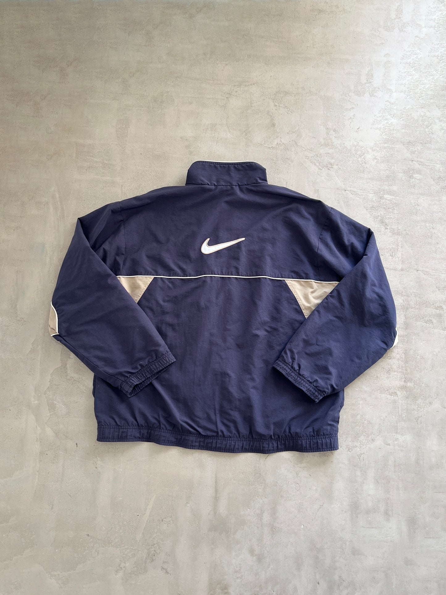 NAVY/BEIGE NIKE TRACK JACKET - 2000S - XL