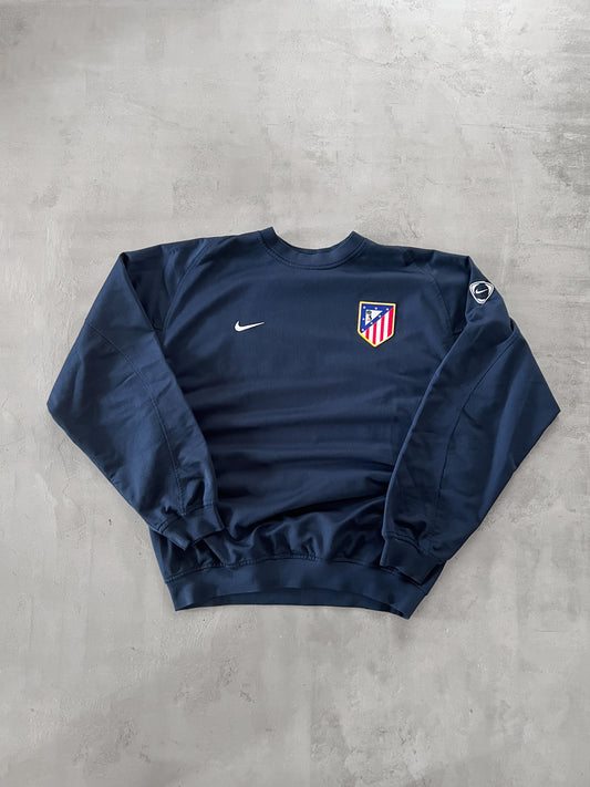 NAVY ATHLETICO MADRID NIKE SWEATER - 2000S - L