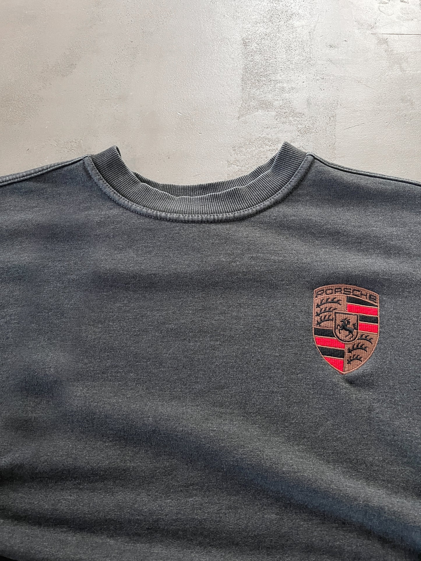 GREY PORSCHE SWEATER - 1990S - L