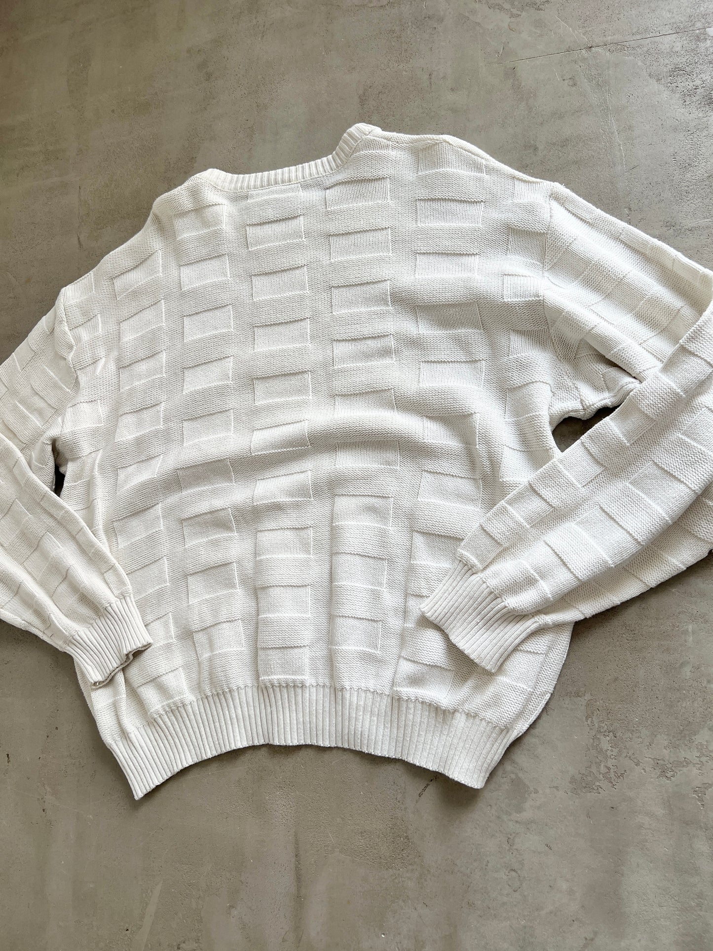 CREME LAOCOSTE KNIT SWEATER - 2000S - M/L