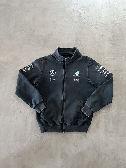 FADED BLACK MERCEDES BENZ RACING JACKET - 2000S - M
