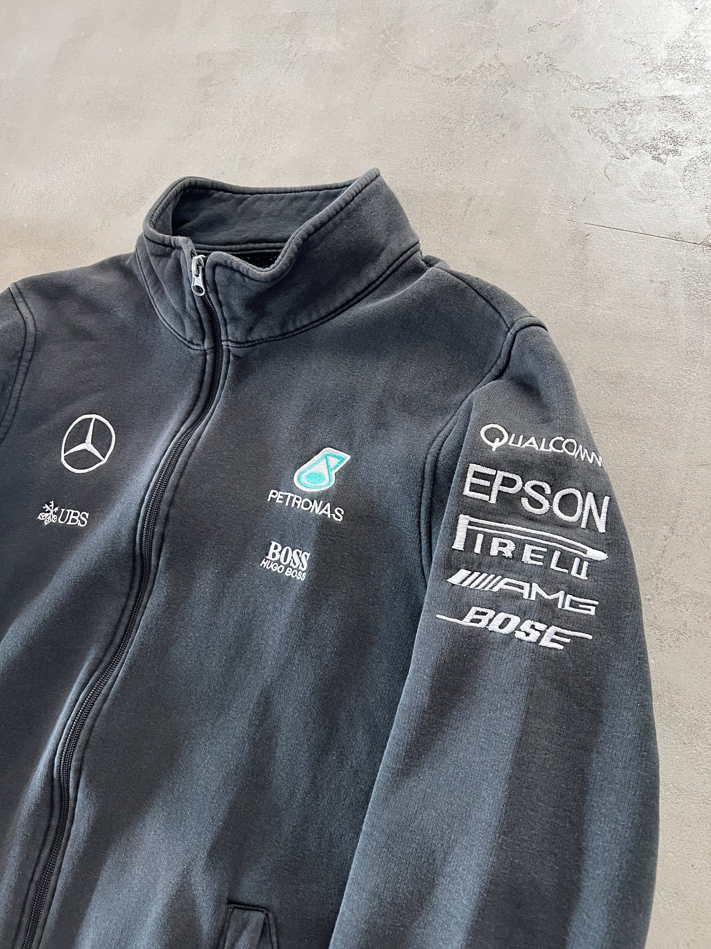 FADED BLACK MERCEDES BENZ RACING JACKET - 2000S - M