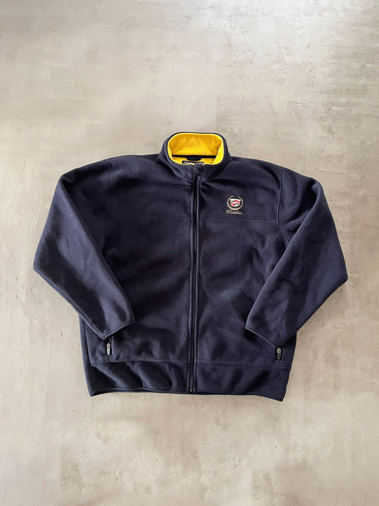 NAVY CADILLAC FLEECE JACKET - 2000S - XL/L