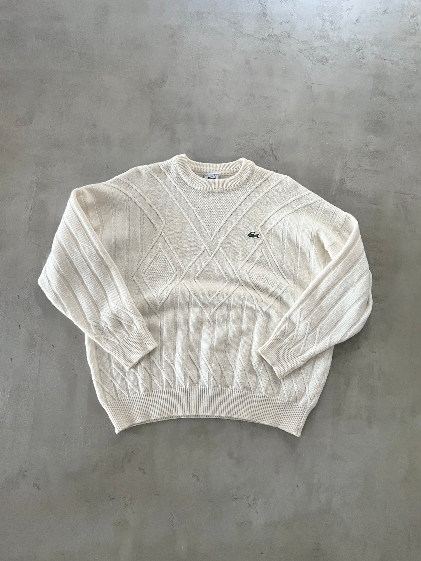 CREME LACOSTE KNIT SWEATER - 2000S - M