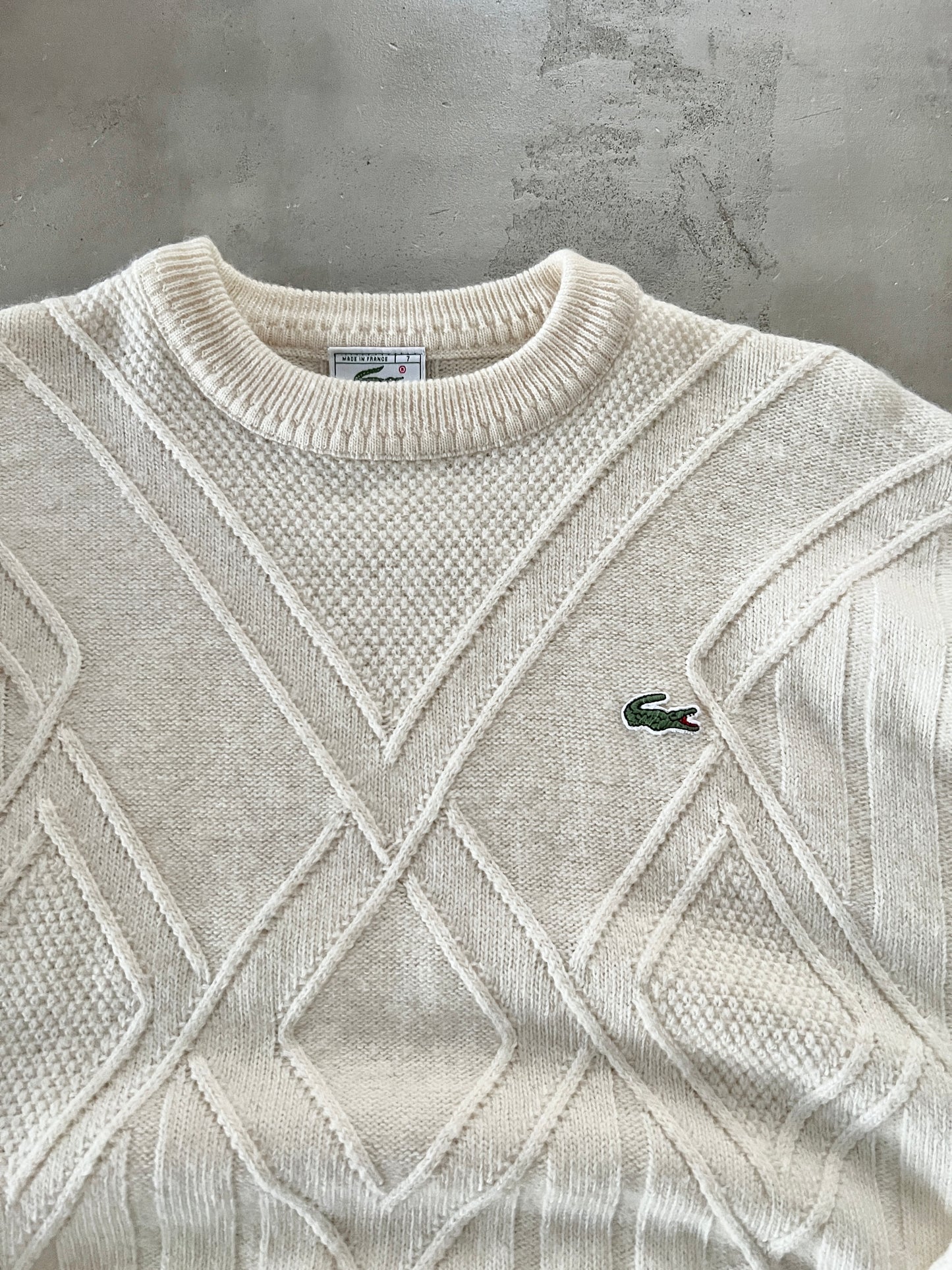 CREME LACOSTE KNIT SWEATER - 2000S - M