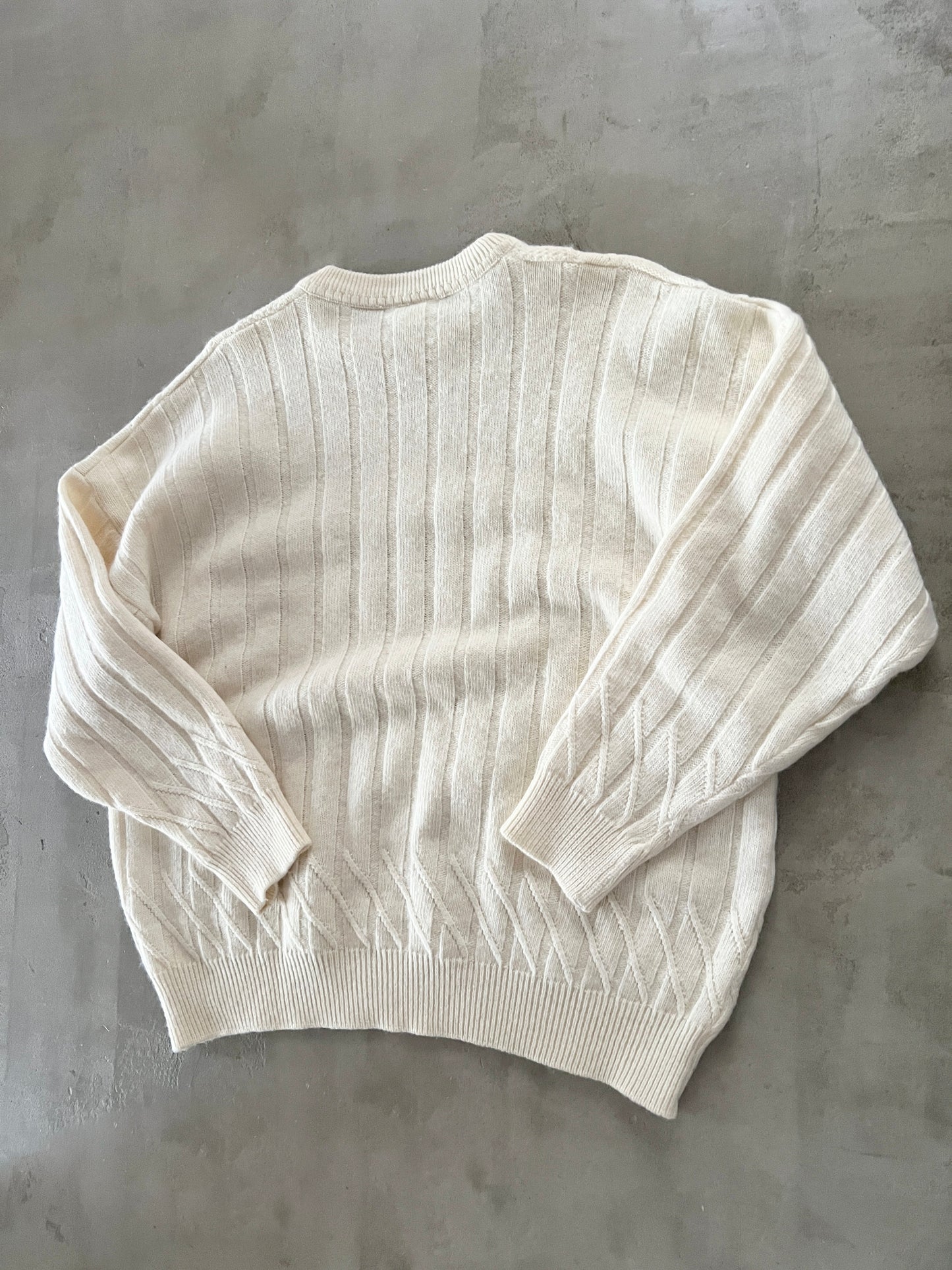 CREME LACOSTE KNIT SWEATER - 2000S - M