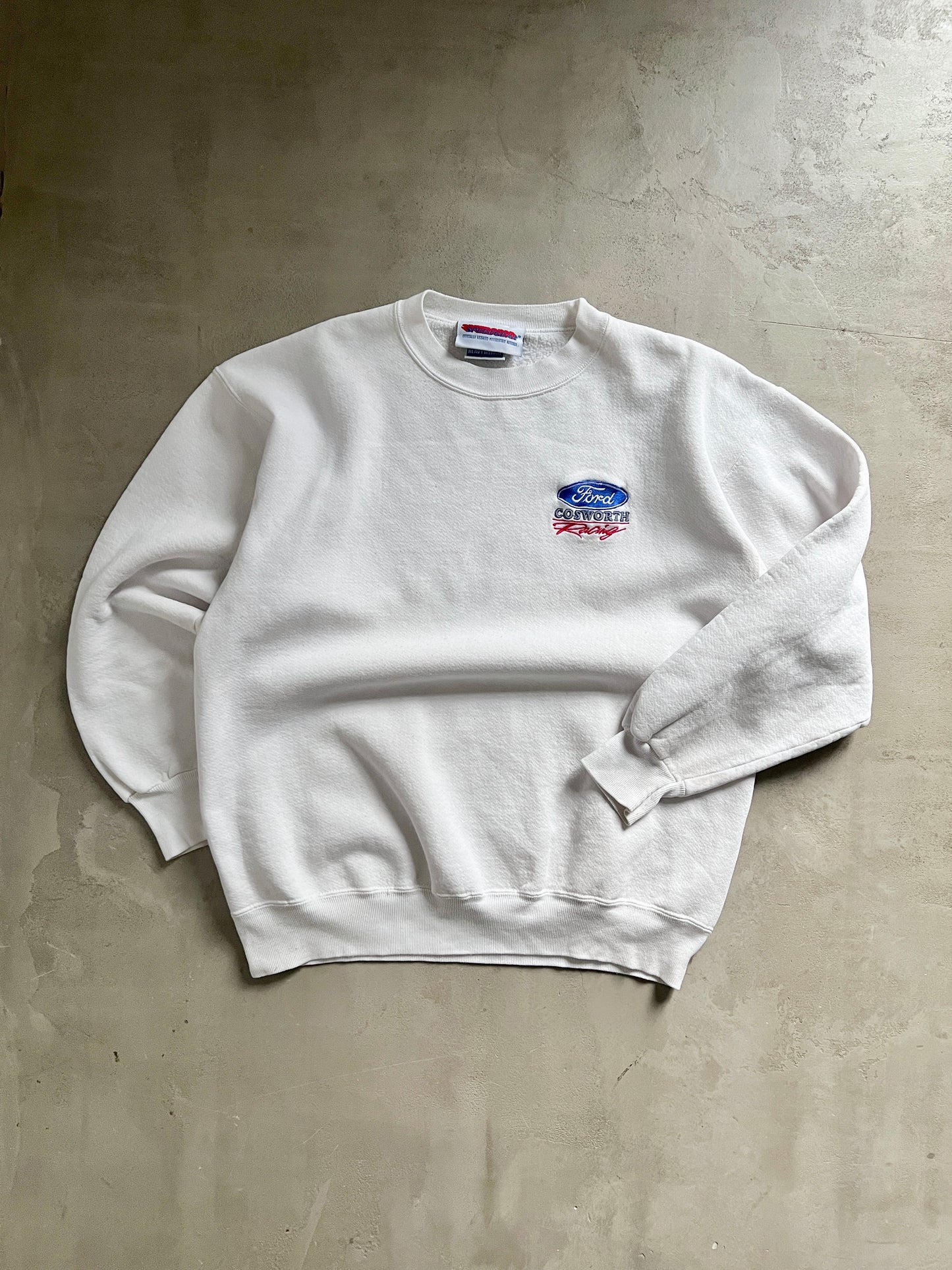 WHITE FORD SWEATER - 1990S - M