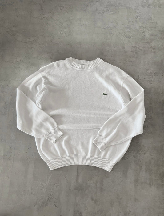 WHITE LACOSTE KNIT SWEATER - 2000S - XL