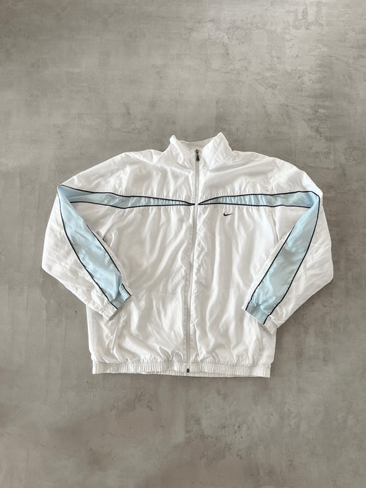 WHITE/BABY BLUE NIKE TRACK JACKET - 2000S - XL