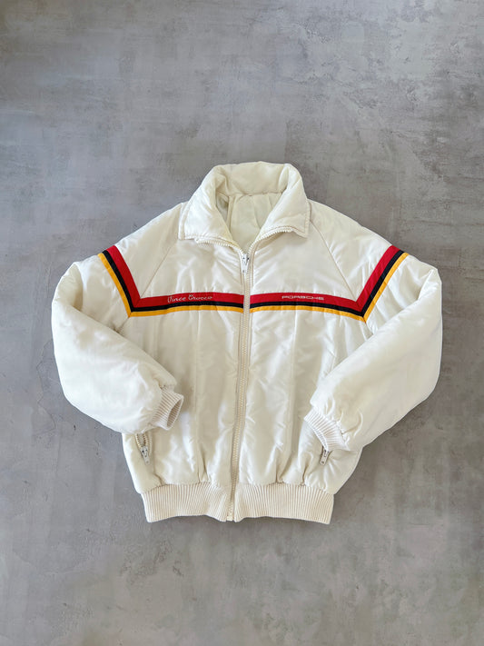 CREAM PORSCHE RACING JACKET - 1990S - L/M