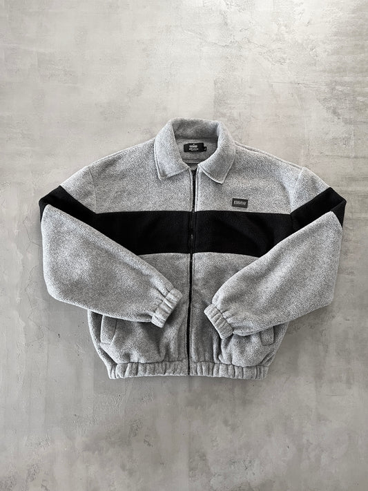 GREY/BLACK BMW FLEECE JACKET - 2000S - L