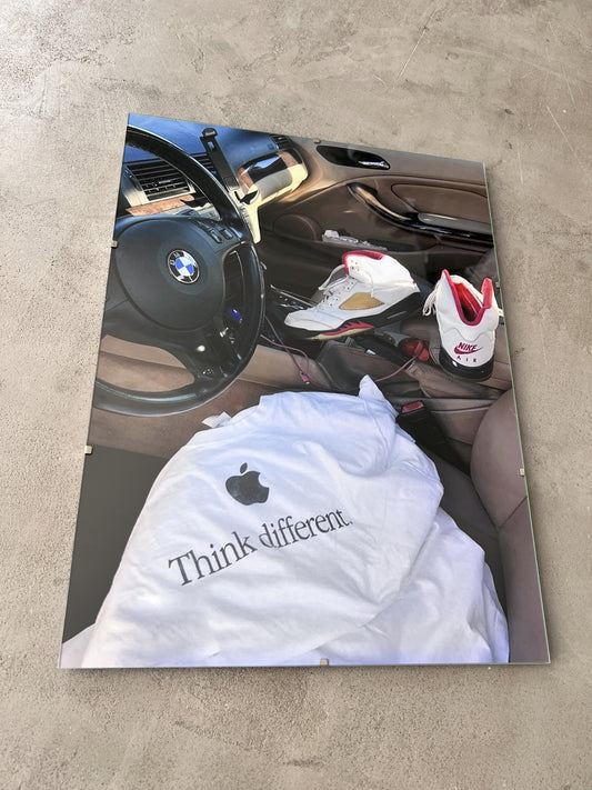 BMW E30 X VINTAGE APPLE GLASS PRINT