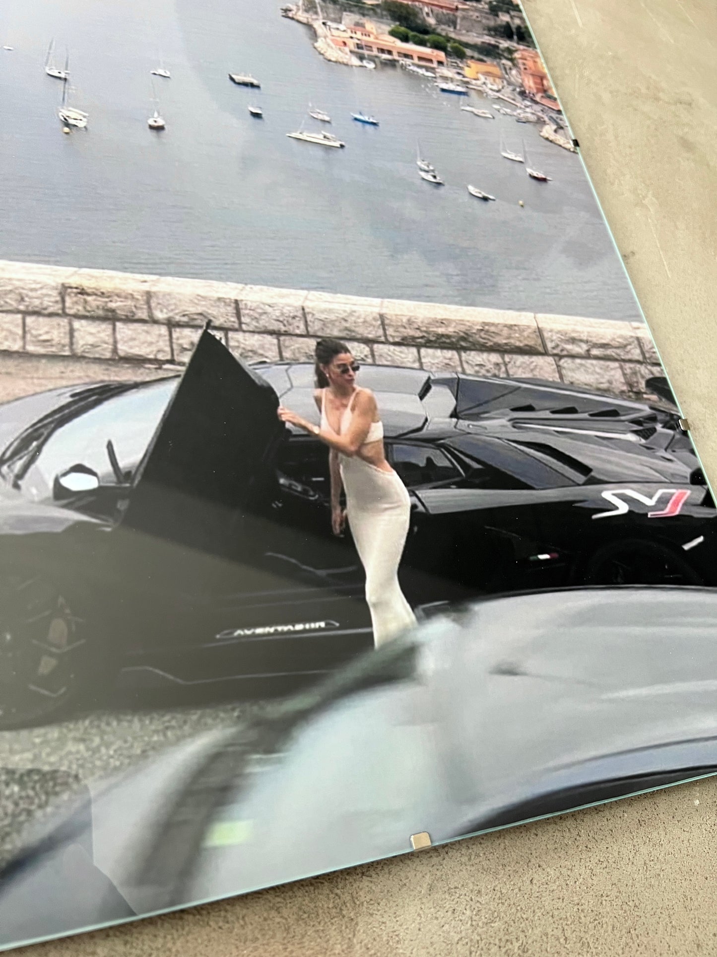 LAMBORGHINI AVENTADOR SVJ x GIRL GLASS PRINT