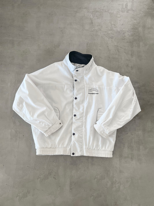 WHITE/NAVY PORSCHE 911 JACKET - 1990S - XL