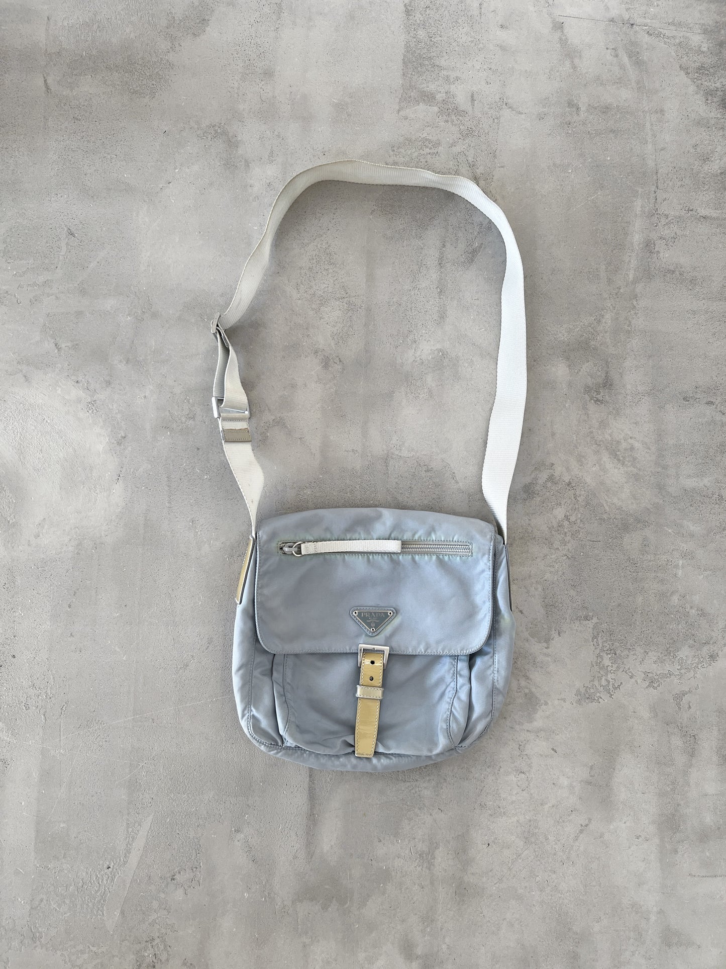GREY/BABY BLUE PRADA BAG - 2000S