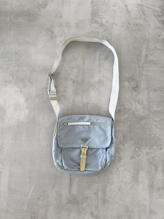 GREY/BABY BLUE PRADA BAG - 2000S