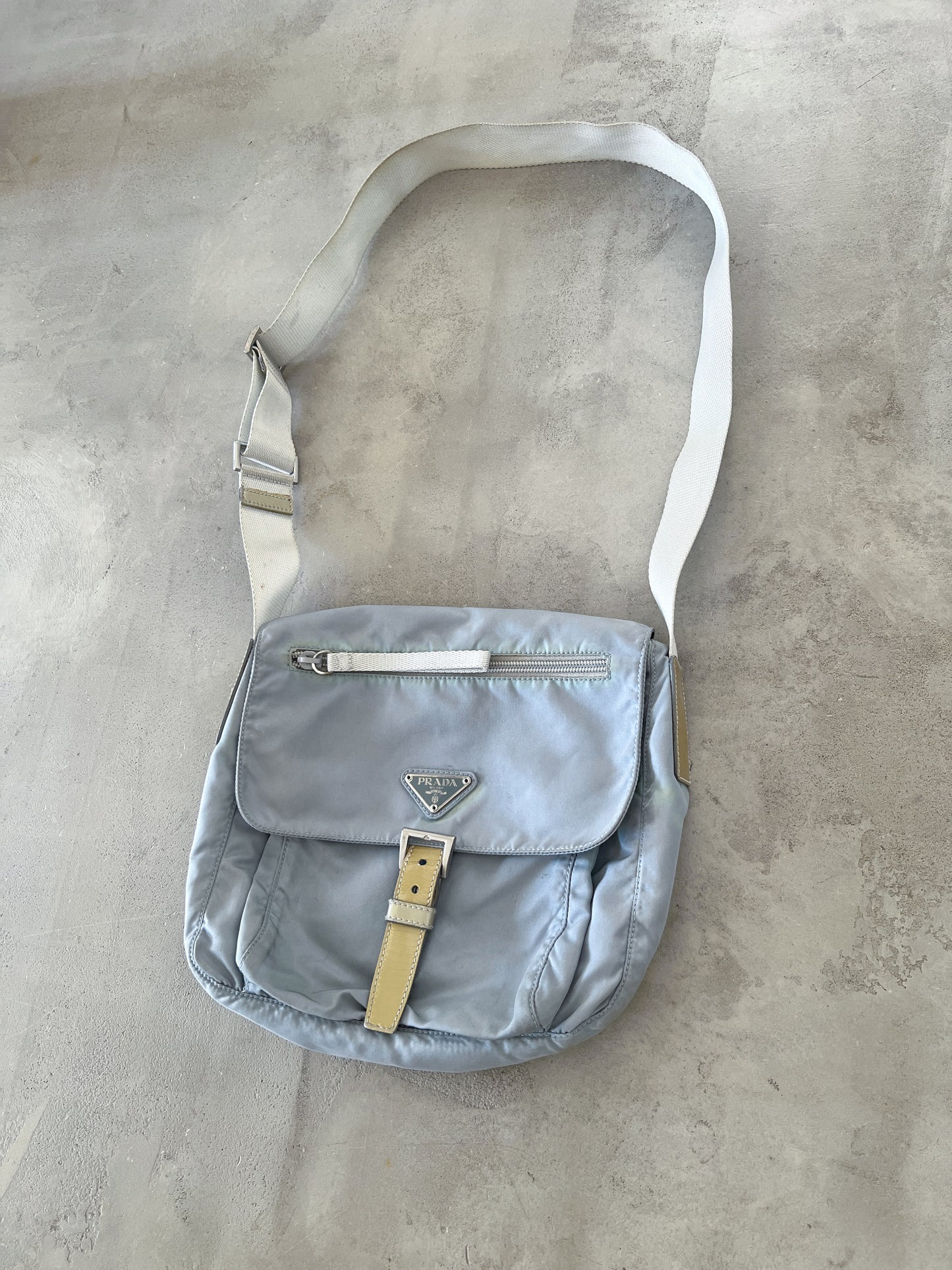 GREY/BABY BLUE PRADA BAG - 2000S