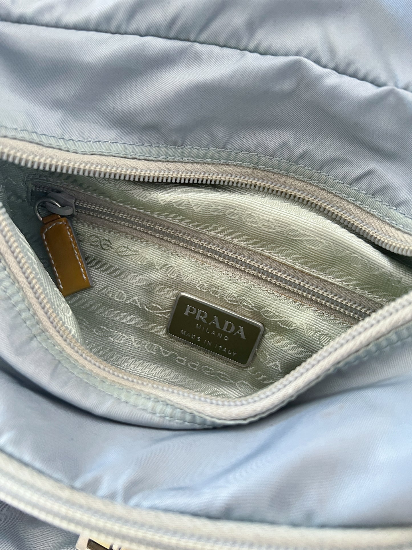 GREY/BABY BLUE PRADA BAG - 2000S