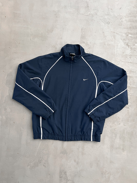 NAVY/WHITE NIKE TRACK JACKET - 2000S - S