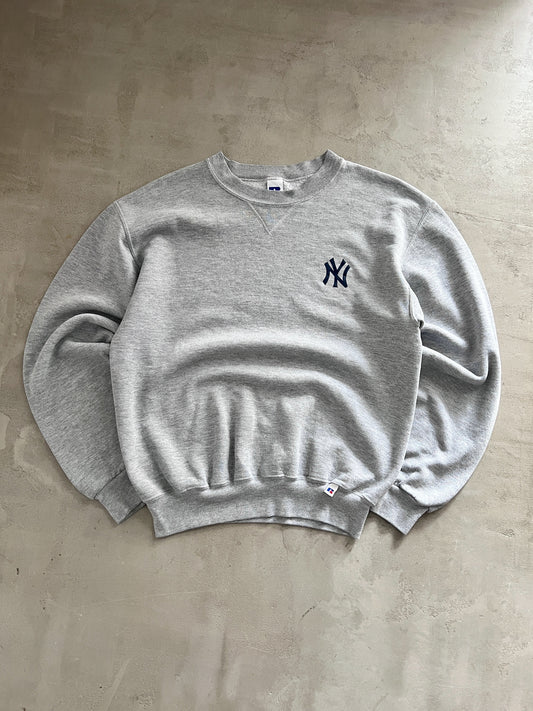 GREY YANKEES RUSSELL SWEATER - 1990S - L/XL