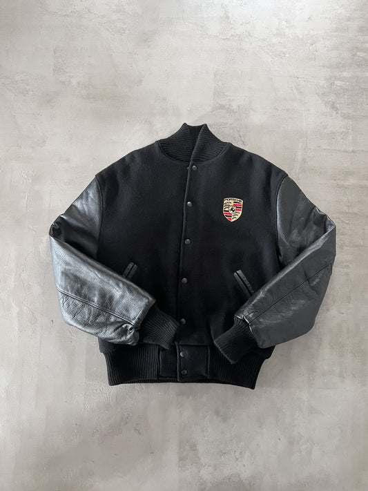 BLACK PORSCHE JACKET - 1990S - L/M