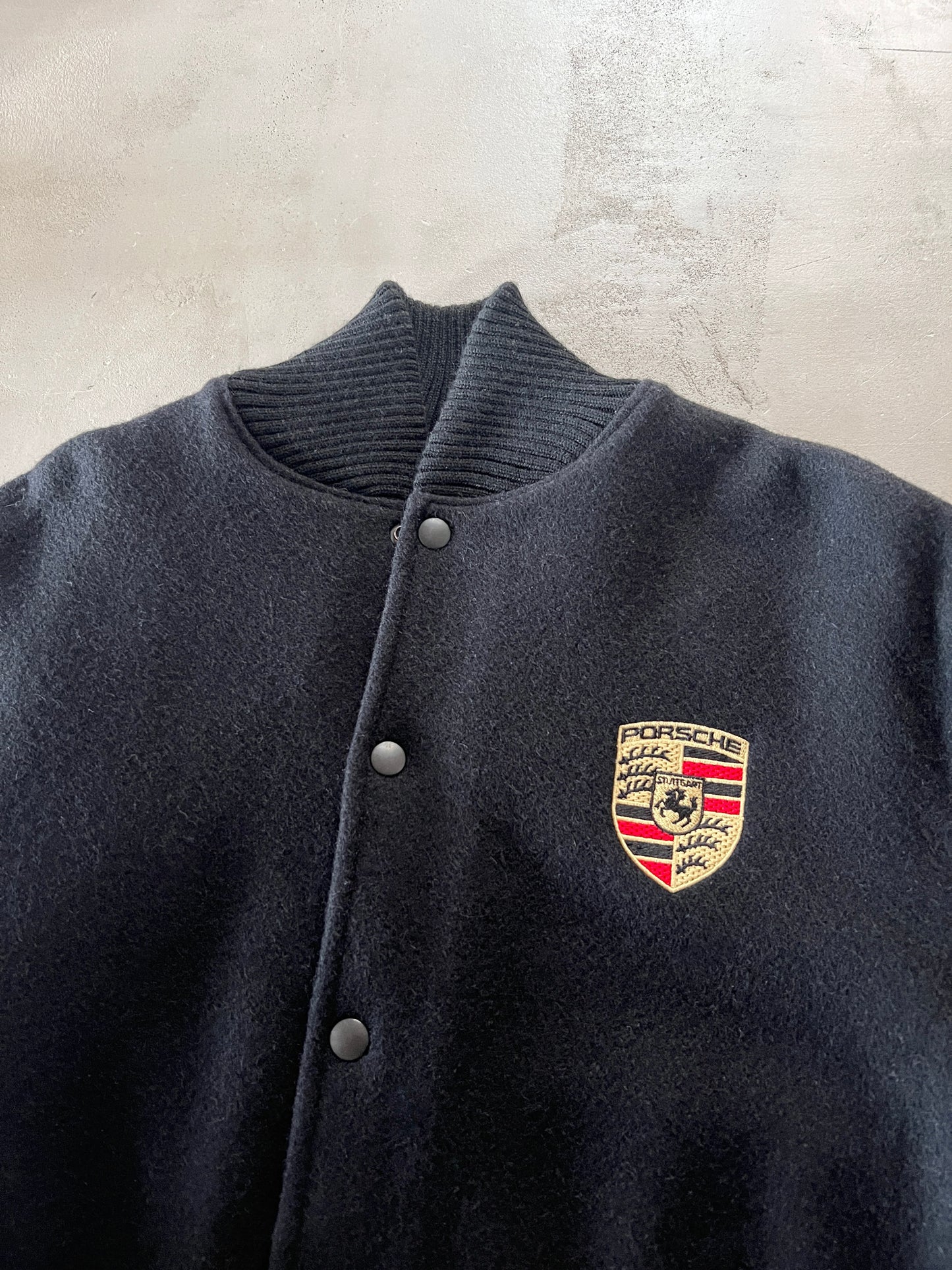 BLACK PORSCHE JACKET - 1990S - L/M