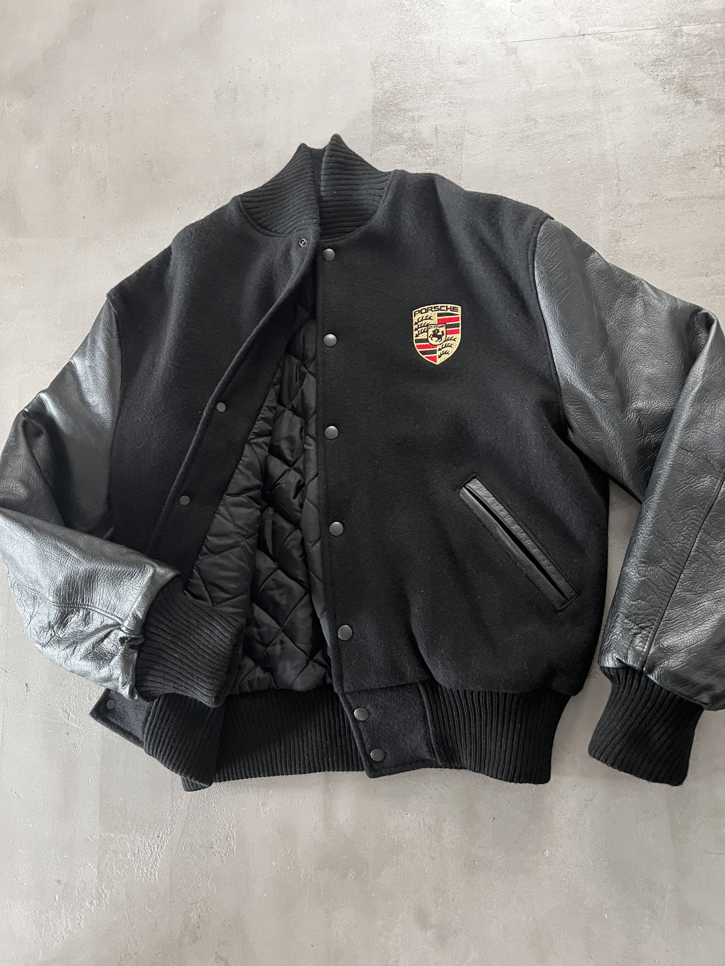 BLACK PORSCHE JACKET - 1990S - L/M
