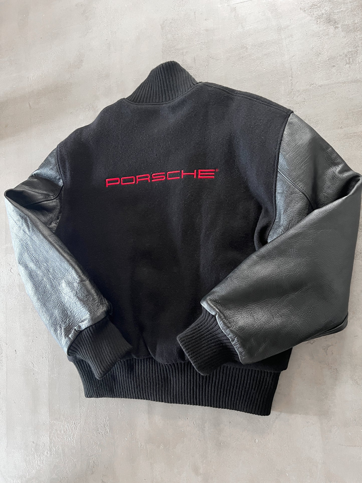 BLACK PORSCHE JACKET - 1990S - L/M
