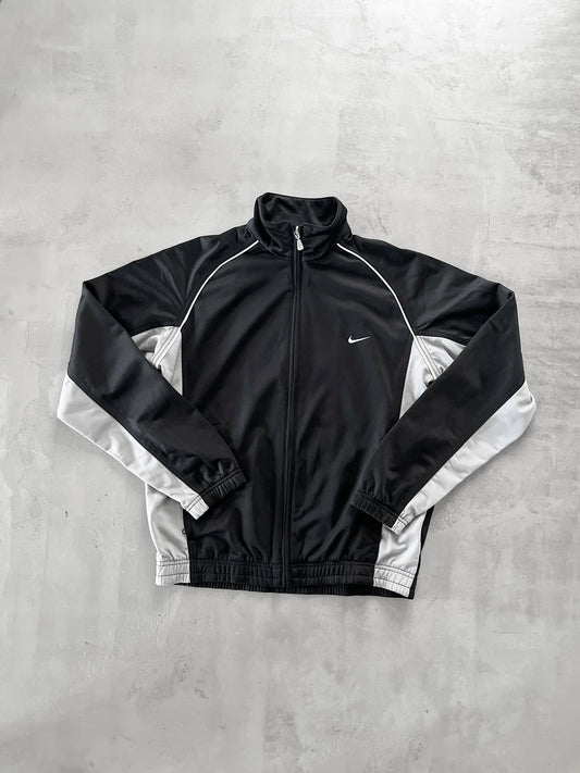 BLACK/GREY NIKE TRACK JACKET - 2000S - S