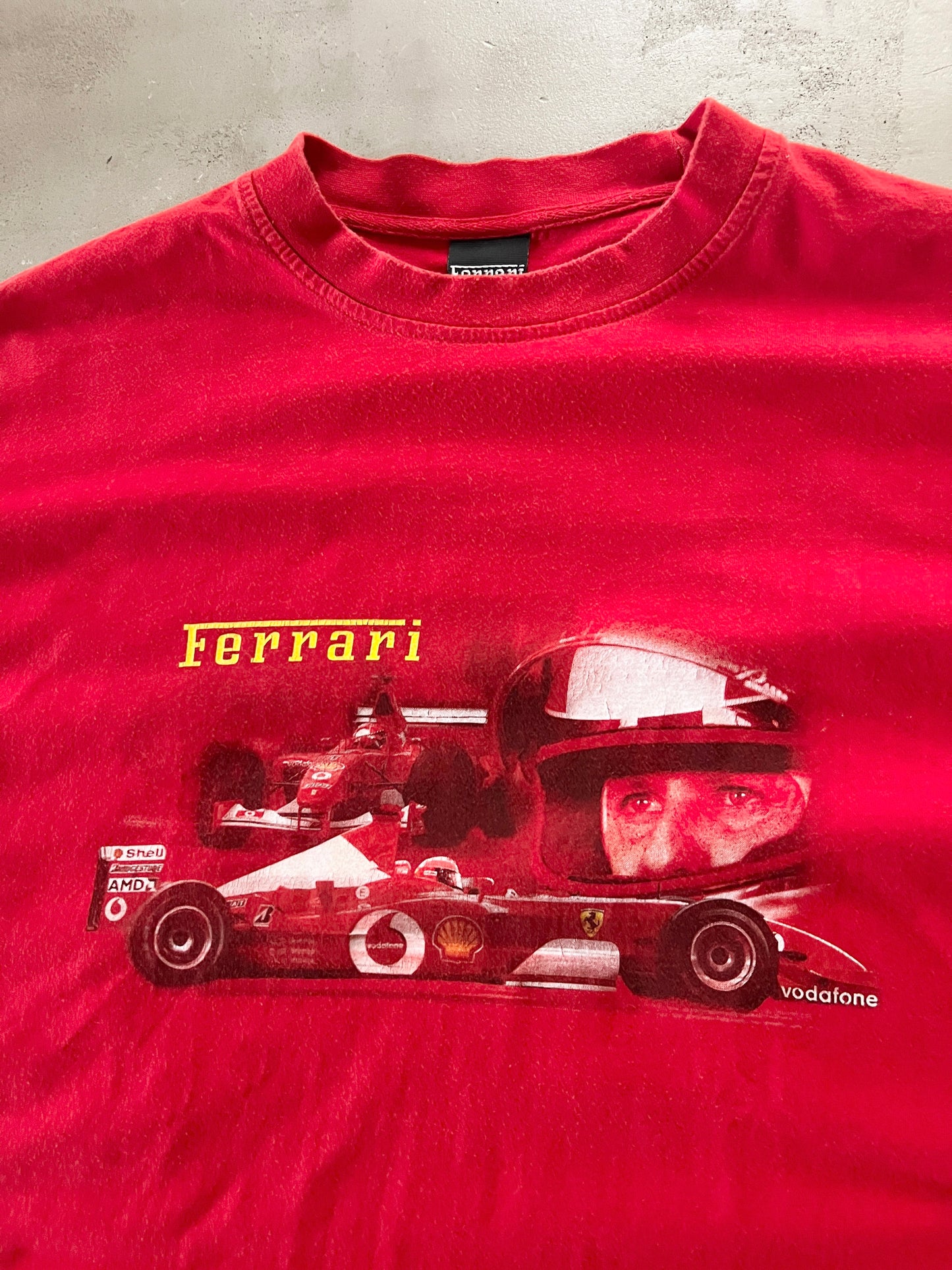 RED FERRARI RACING TEE - 1990S - XXL