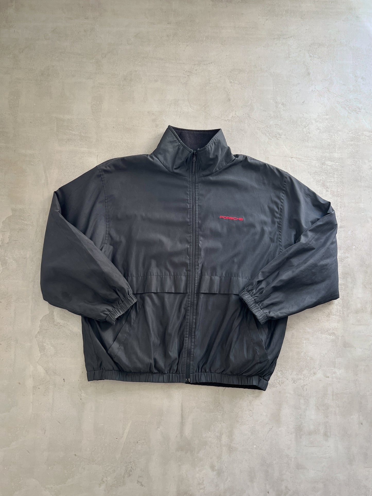 BLACK PORSCHE 2 SIDE JACKET/FLEECE - 1990S - L/XL