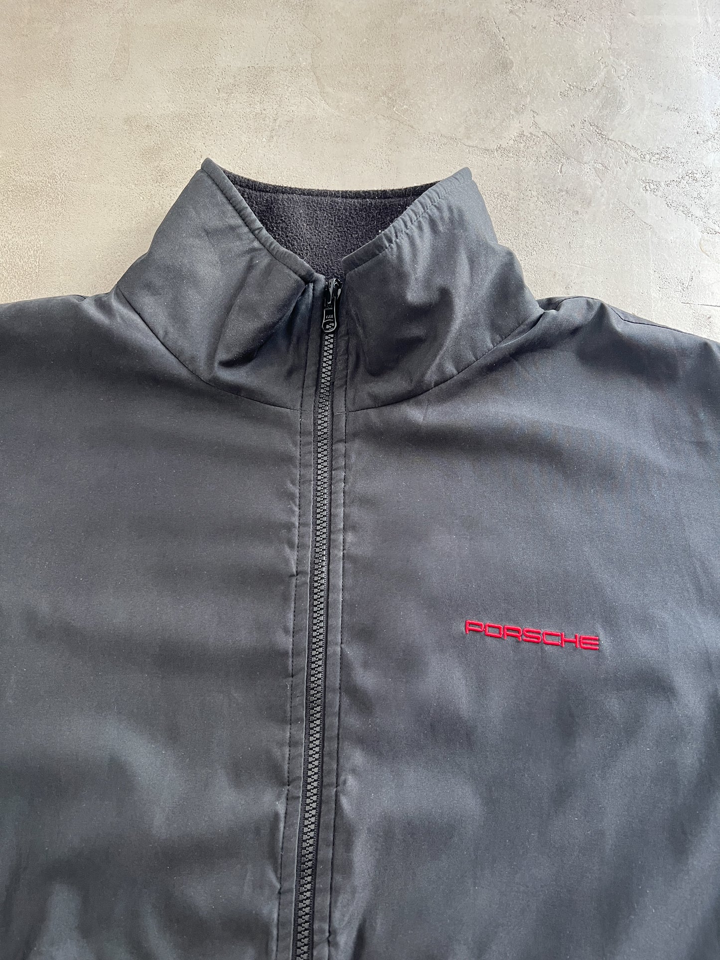 BLACK PORSCHE 2 SIDE JACKET/FLEECE - 1990S - L/XL