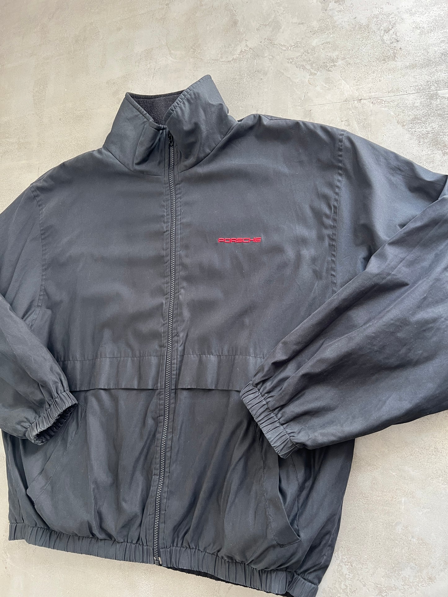 BLACK PORSCHE 2 SIDE JACKET/FLEECE - 1990S - L/XL