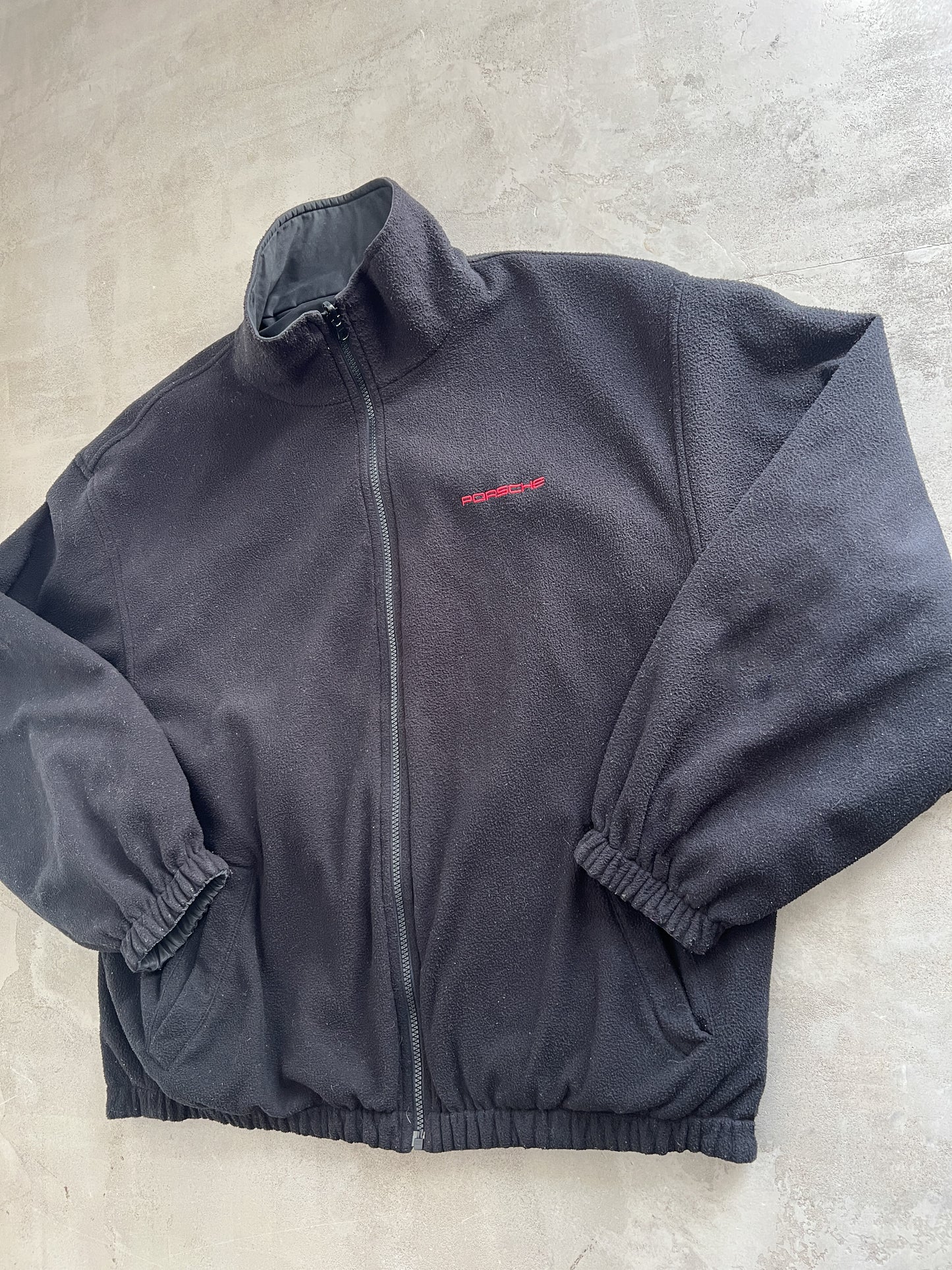 BLACK PORSCHE 2 SIDE JACKET/FLEECE - 1990S - L/XL