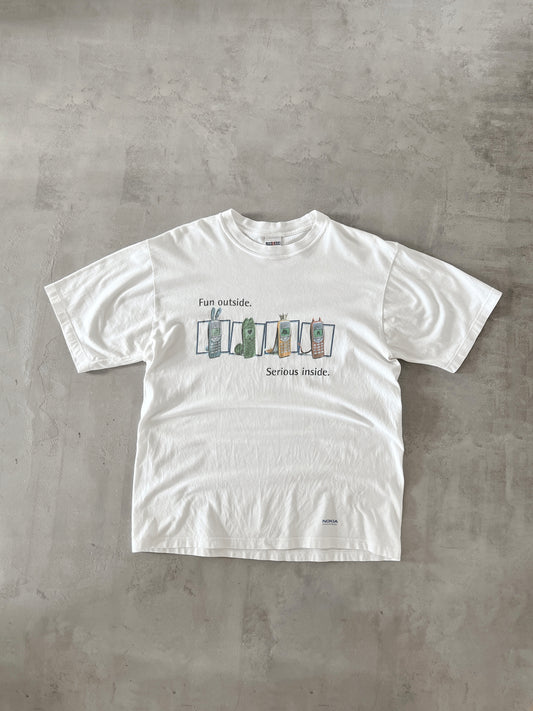 WHITE NOKIA PROMO TEE - 2000S - L