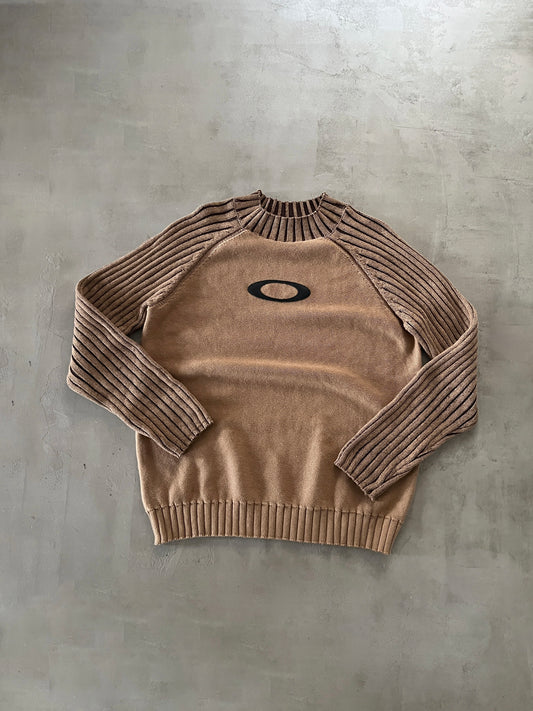 BROWN OAKLEY KNIT SWEATER - 1990S - L