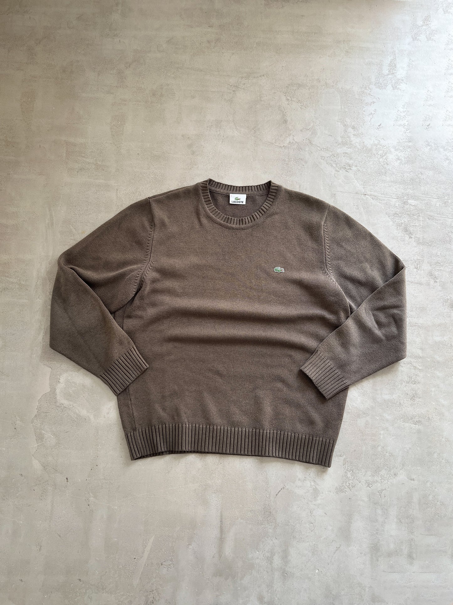 BROWN LACOSTE KNIT SWEATER - 2000S - L