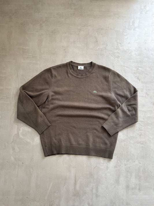 BROWN LACOSTE KNIT SWEATER - 2000S - L