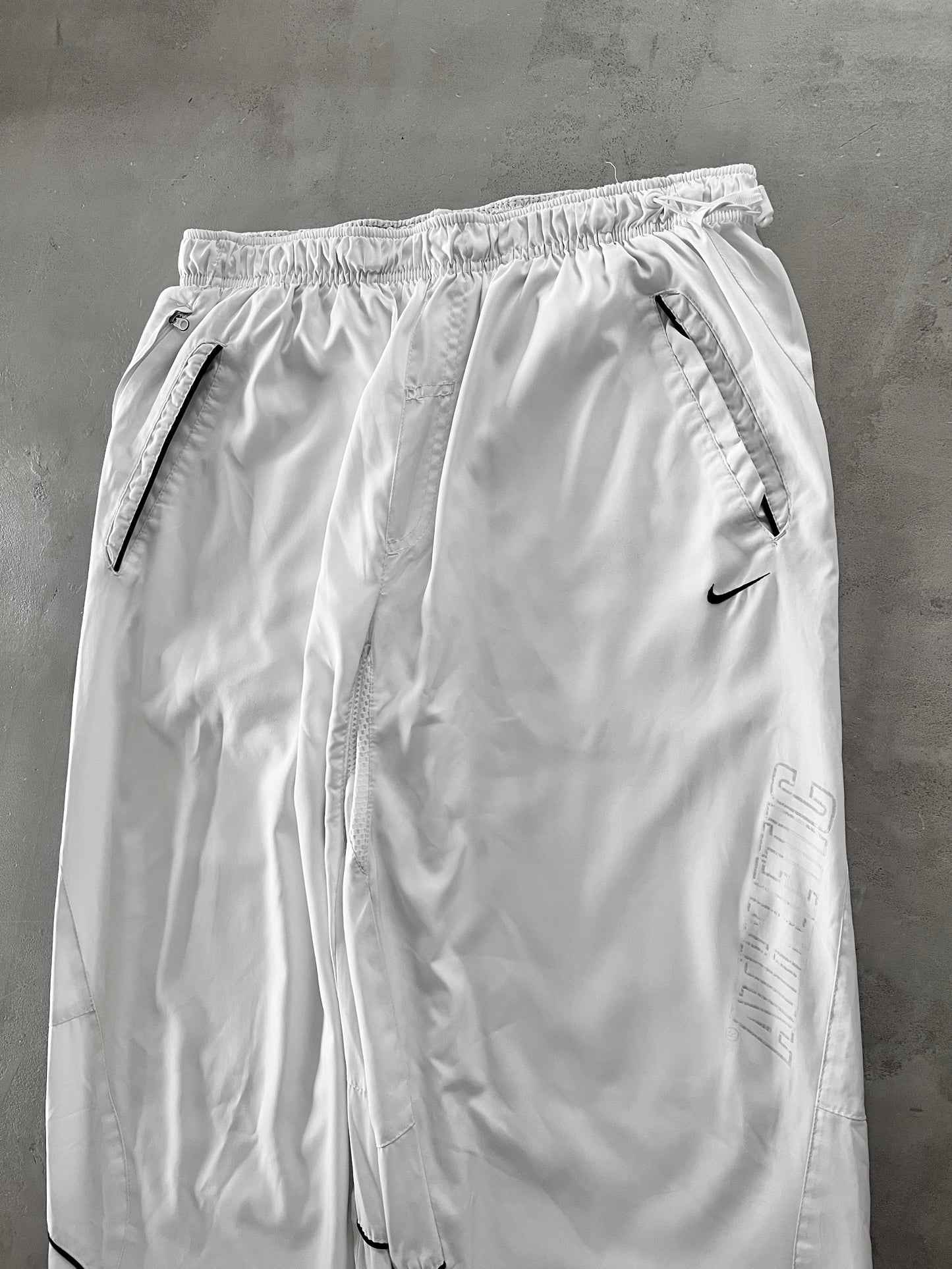 WHITE NIKE TRACK PANTS - 2000S - L