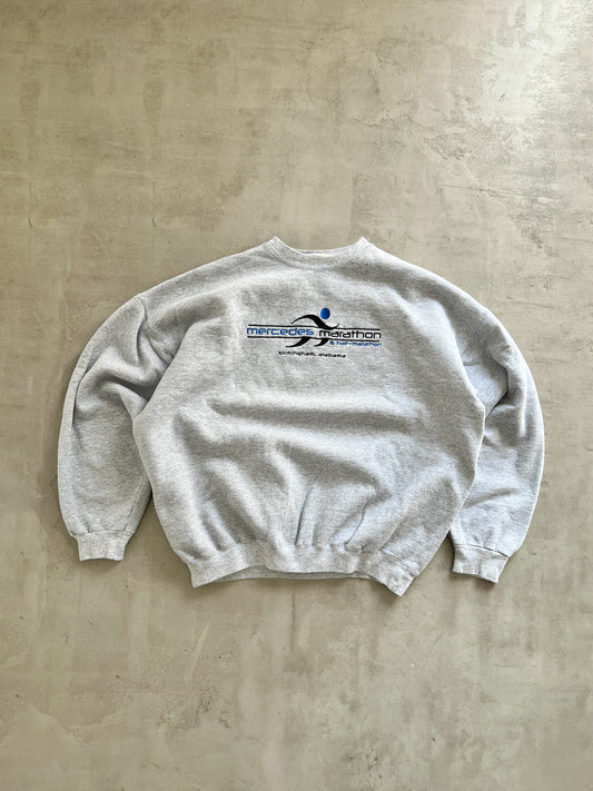 GREY MERCEDES BENZ MARATHON SWEATER - 1990S - M