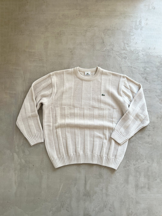 CREME LACOSTE KNIT SWEATER - 2000S - L