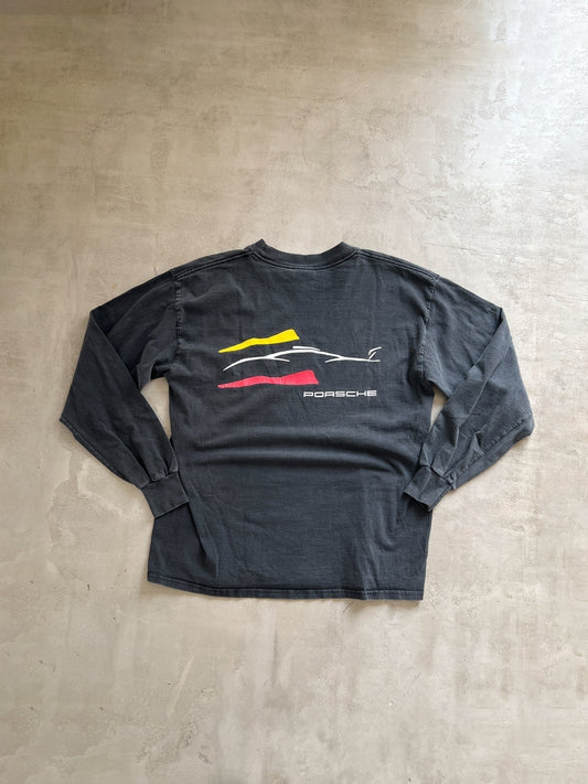 FADED BLACK PORSCHE LONGSLEEVE - 1990S - L