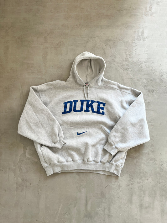 GREY NIKE DUKE UNIVERSITY HOODIE - 1990S - M/L