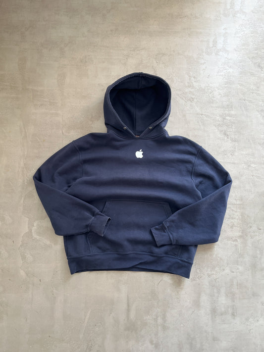 NAVY APPLE HOODIE - 1990S - L