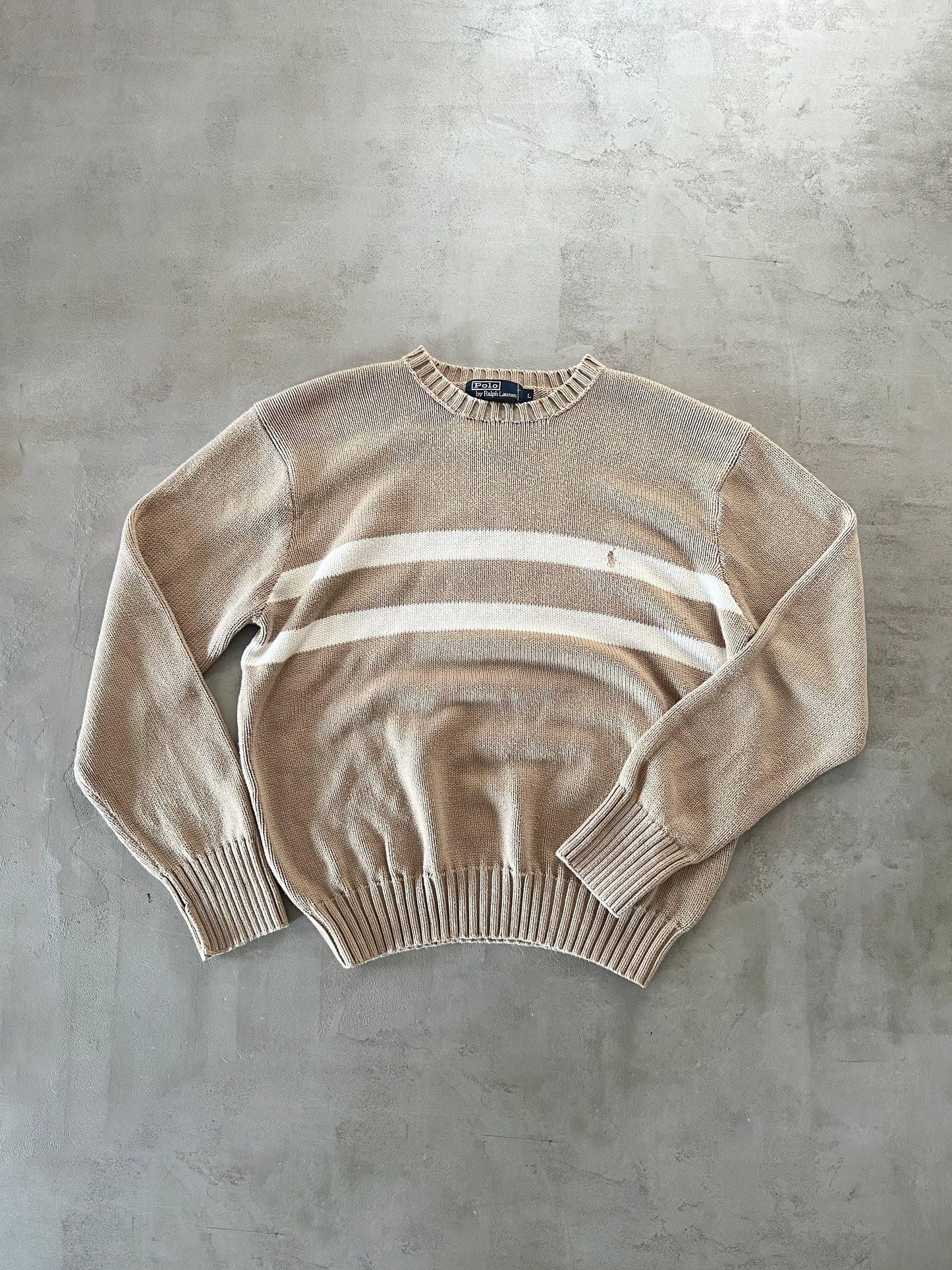 BEIGE RALPH LAUREN KNIT SWEATER - 2000S - L