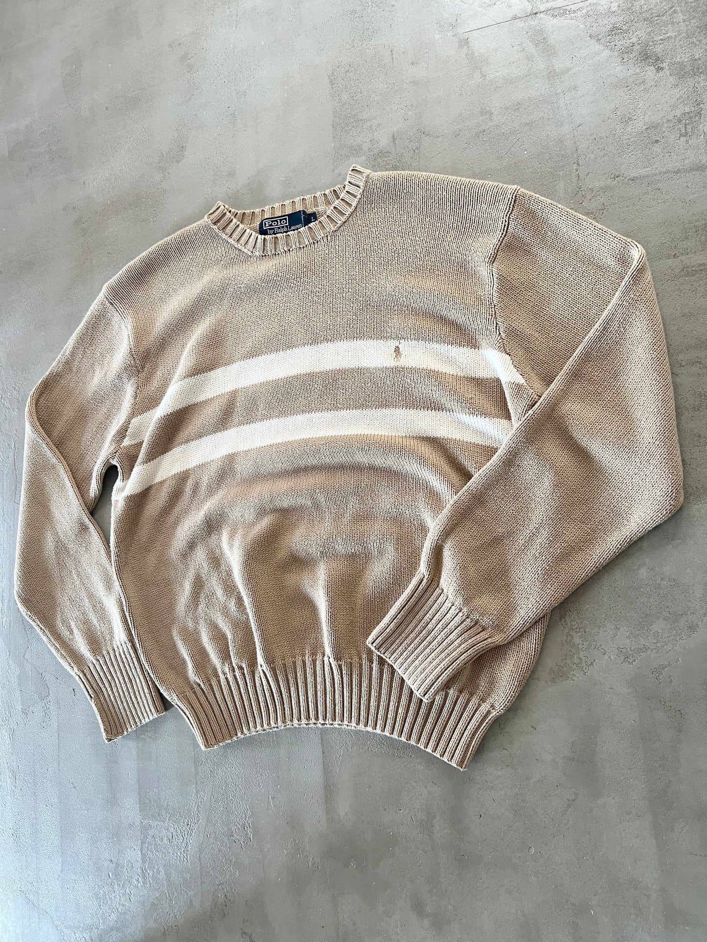BEIGE RALPH LAUREN KNIT SWEATER - 2000S - L